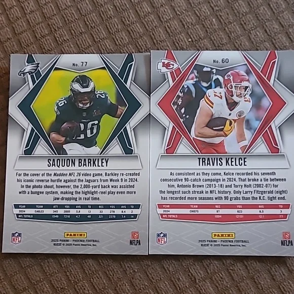 Saquon Barkley & Travis Kelce NFL Player Card Duo - 2025 Panini Phoenix - Picture 4 of 4